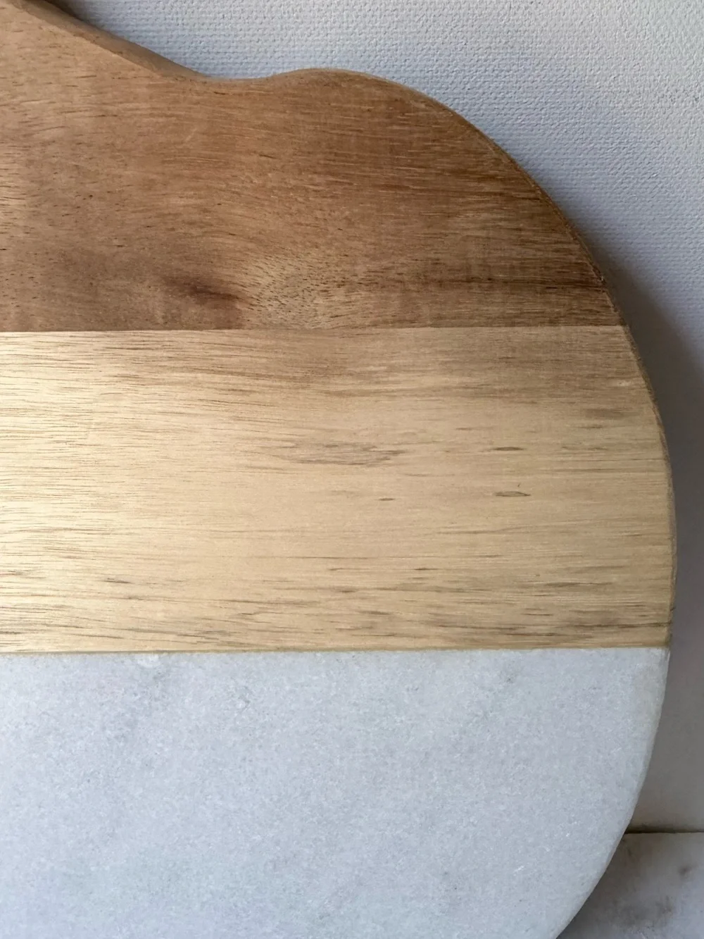 Pumpkin-Shaped Wood & Marble Serving Board - Light Wood and Pale gray
